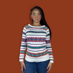 Multi Pattern Colorful Sweater